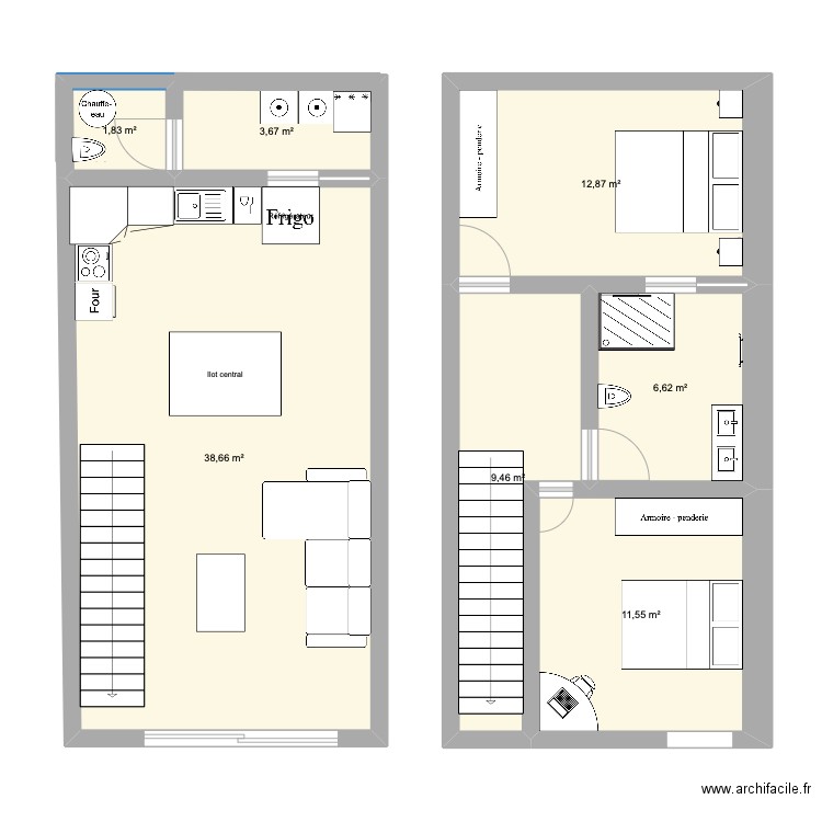 Maison Vergeze. Plan de 7 pièces et 85 m2