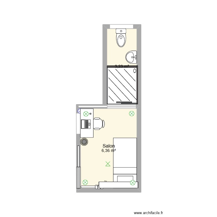  chantier 1. Plan de 2 pièces et 10 m2