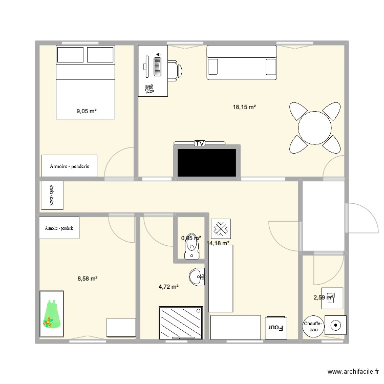 MAISON MARSILLY. Plan de 8 pièces et 59 m2