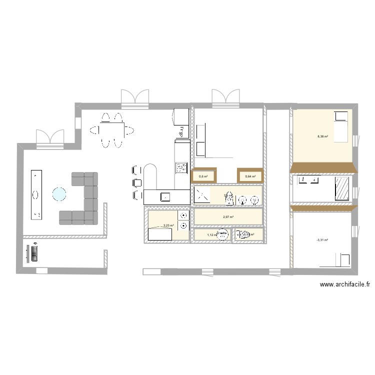 Maison . Plan de 9 pièces et 30 m2