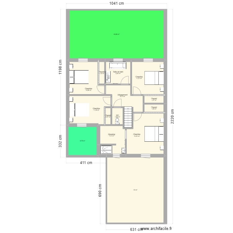 terrain st ro ESSAI rdc. Plan de 15 pièces et 176 m2