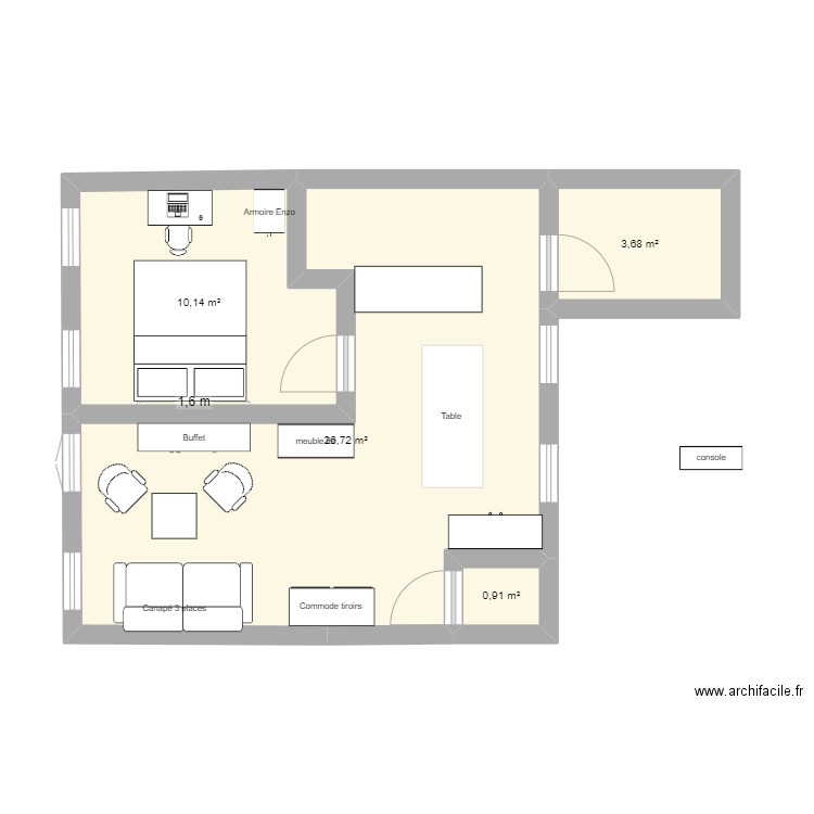 Notre appartement 2. Plan de 4 pièces et 41 m2