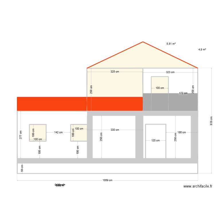 45678. Plan de 5 pièces et 13 m2