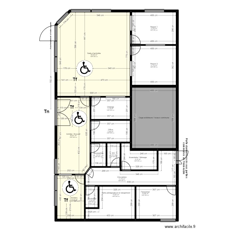 Les Ulis - Atlantique Urba - fenêtre en porte. Plan de 15 pièces et 196 m2