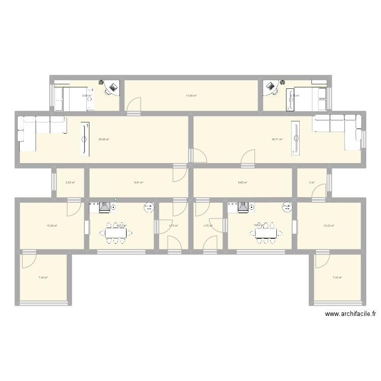 maison. Plan de 17 pièces et 172 m2