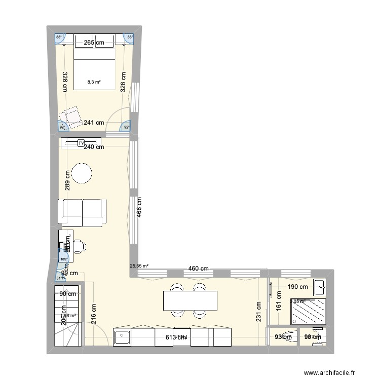 appartement . Plan de 6 pièces et 40 m2