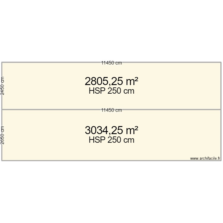 COUPE 1. Plan de 2 pièces et -2750 m2