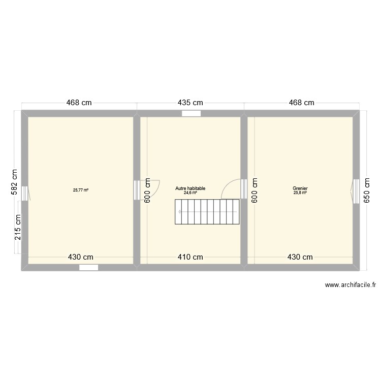 aménagement comble. Plan de 3 pièces et 76 m2