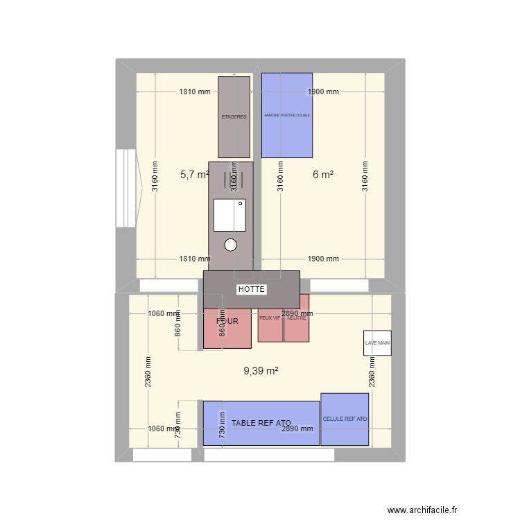 verges. Plan de 3 pièces et 21 m2