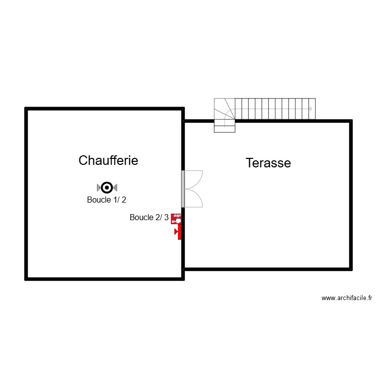 1180 Chaufferie. Plan de 2 pièces et 74 m2