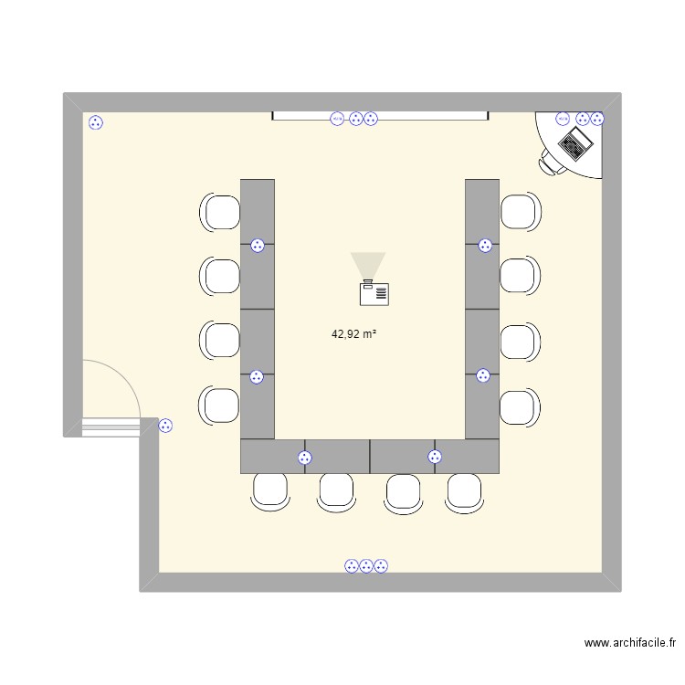 salle de formation 3. Plan de 1 pièce et 43 m2