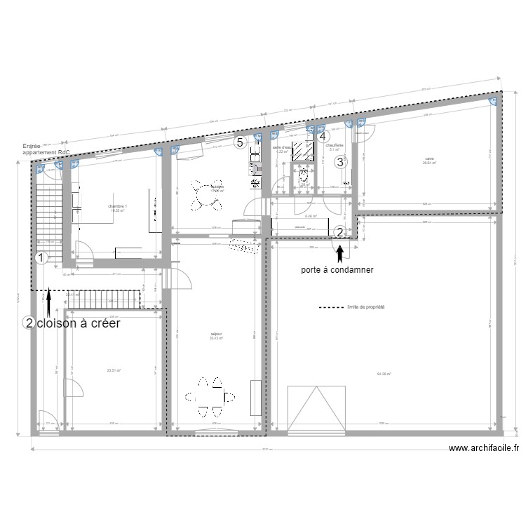 appart avec mofification demandées1. Plan de 11 pièces et 258 m2