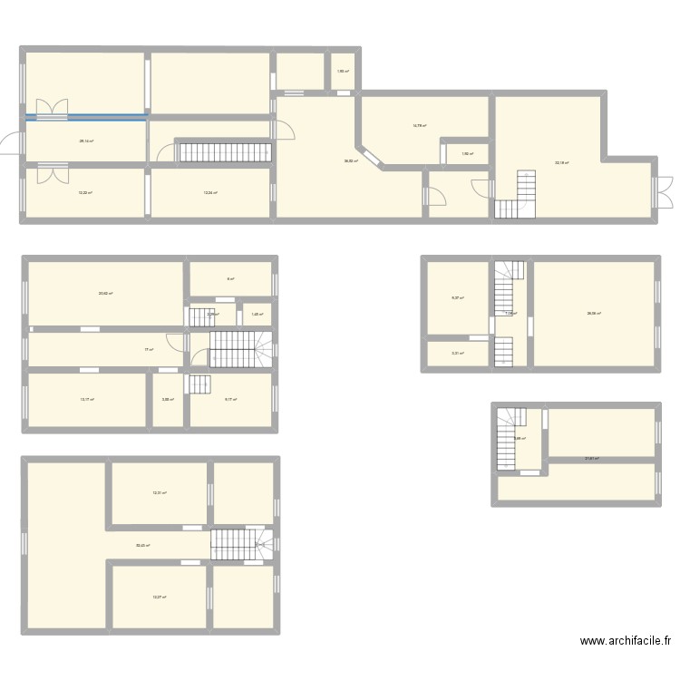 BLC GP 16. Plan de 27 pièces et 385 m2