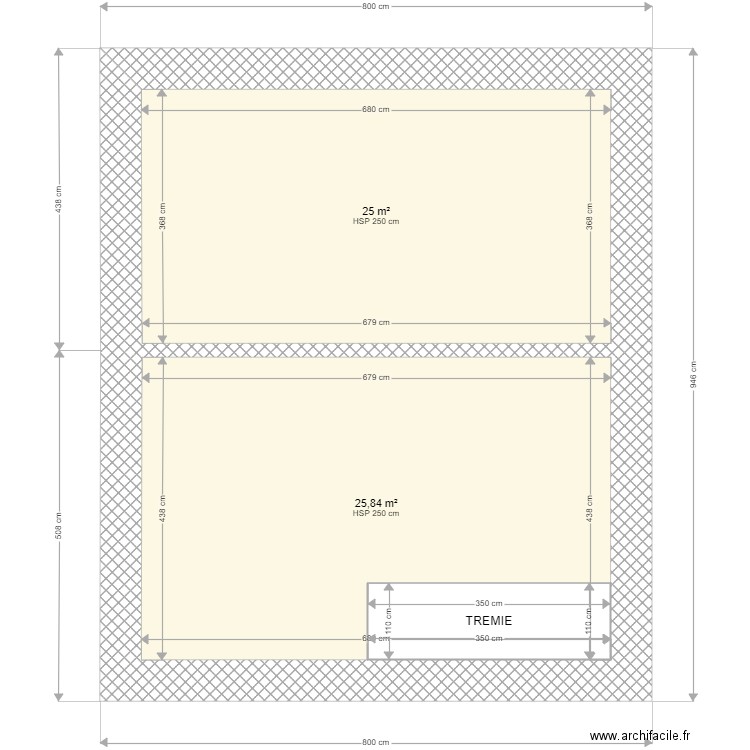 ANDRADE. Plan de 3 pièces et 59 m2