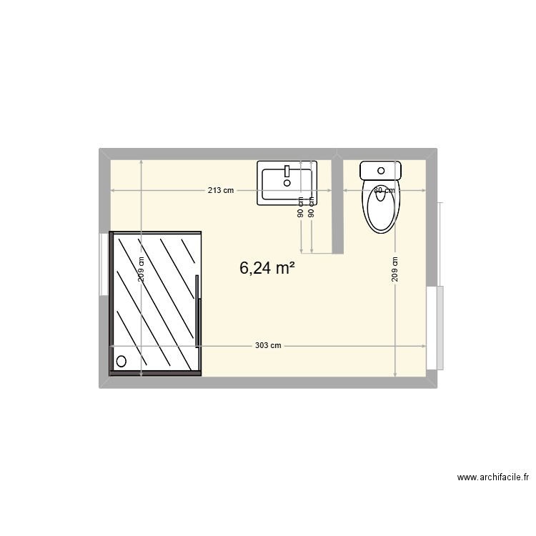 metais carole. Plan de 1 pièce et 6 m2