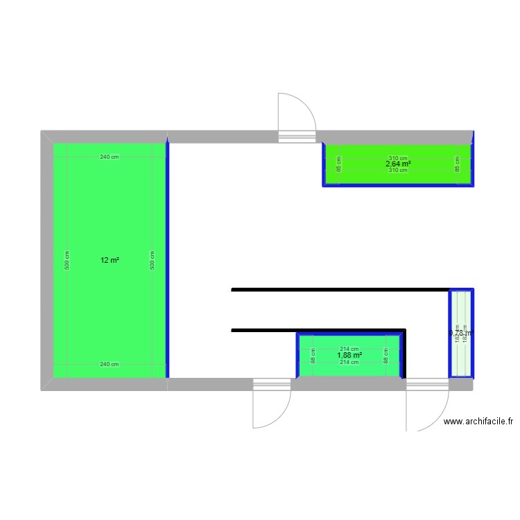 cour. Plan de 4 pièces et 17 m2