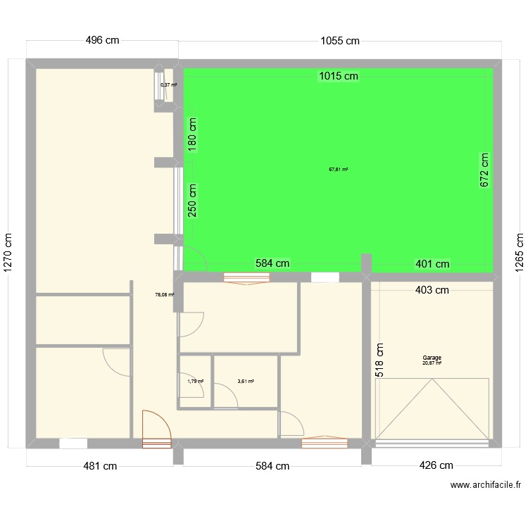 Plan origine. Plan de 6 pièces et 179 m2