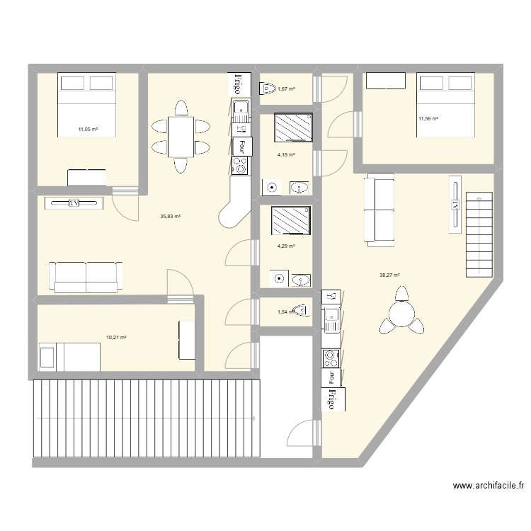 étage dépôt 2. Plan de 11 pièces et 154 m2