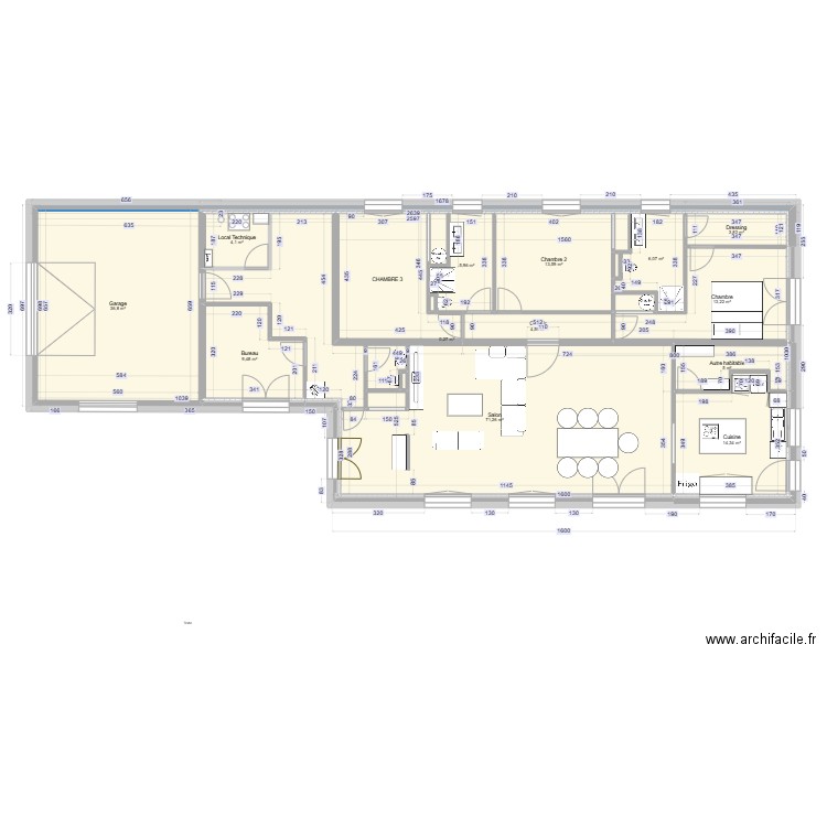 ROCHOIR IMPLANTATION. Plan de 15 pièces et 214 m2