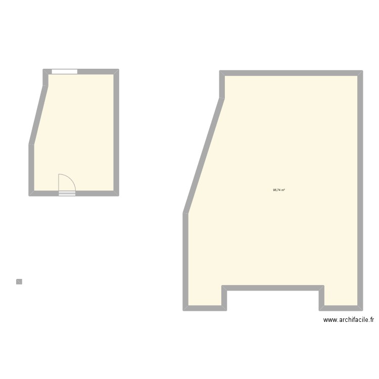 Bureau C226. Plan de 2 pièces et 120 m2