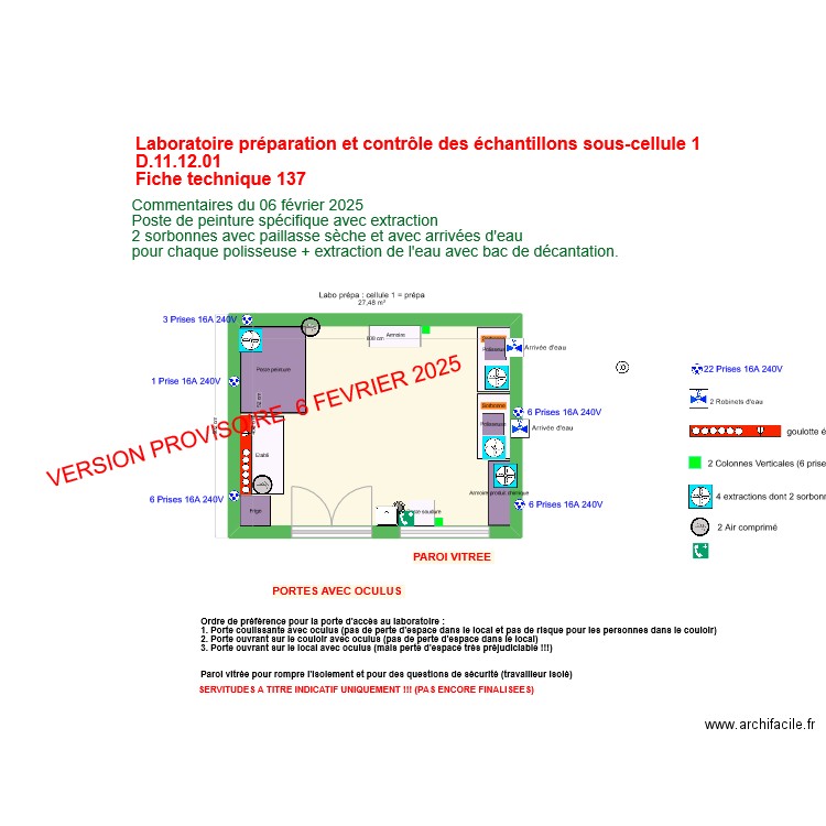 Fiche 137_labo préparation et controle échantillon ss cellule 1 V2025-02-06. Plan de 1 pièce et 27 m2