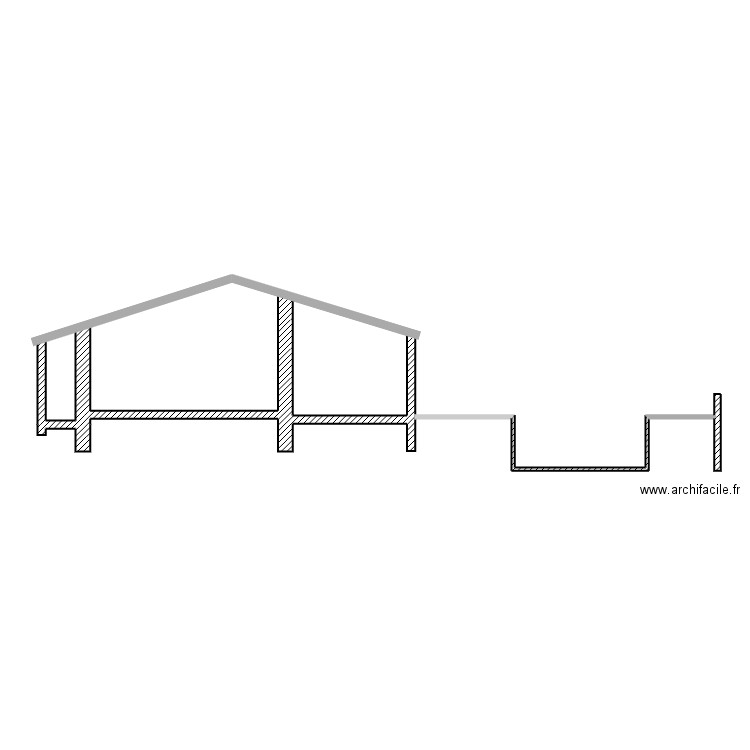 coupe maison toit et piscine. Plan de 0 pièce et 0 m2