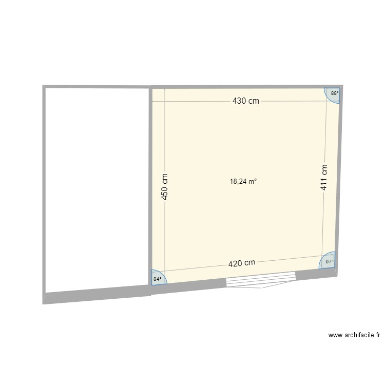 Bérard Etage. Plan de 1 pièce et 18 m2