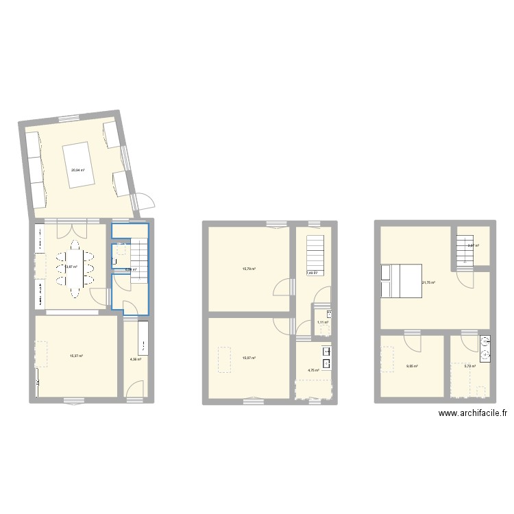 Gare. Plan de 14 pièces et 145 m2