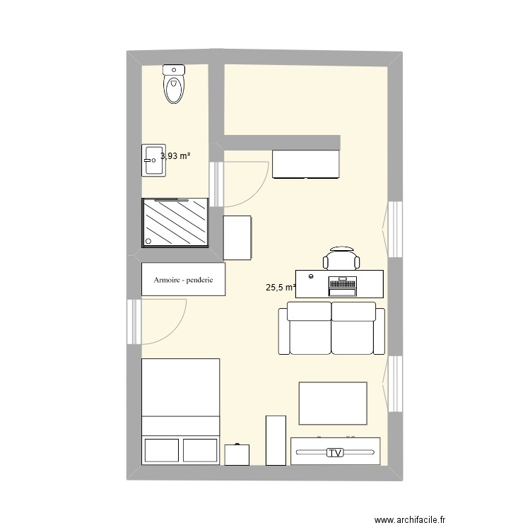 Nouvel Appart. Plan de 2 pièces et 29 m2