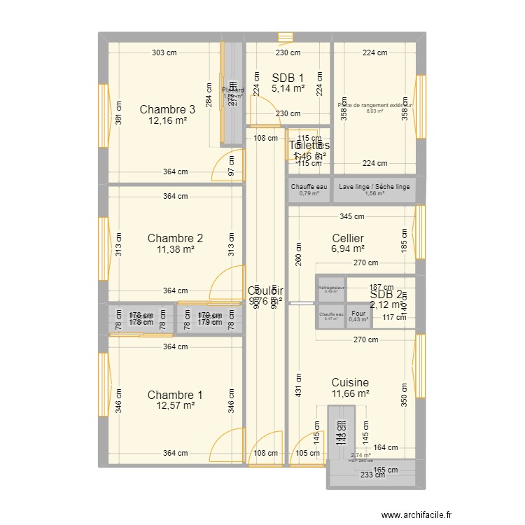 Plan MAM. Plan de 19 pièces et 92 m2