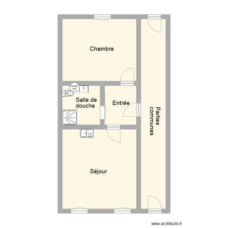 face a. Plan de 5 pièces et 64 m2