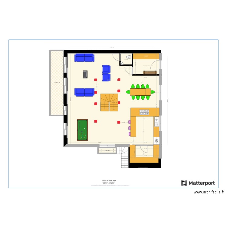 ETAGE BIONNASSAY. Plan de 4 pièces et 126 m2