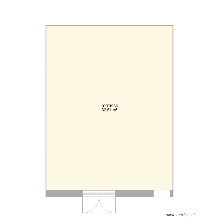 terrasse. Plan de 1 pièce et 33 m2