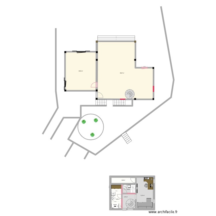 Seborga 1 chambre SDB ouverte v3. Plan de 7 pièces et 112 m2