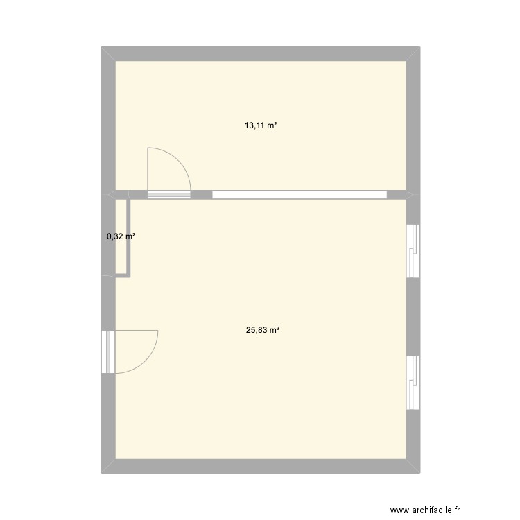 Creamooc. Plan de 3 pièces et 39 m2