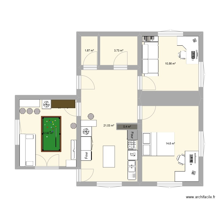 Racette-Variante sans cloison 2-2. Plan de 7 pièces et 65 m2