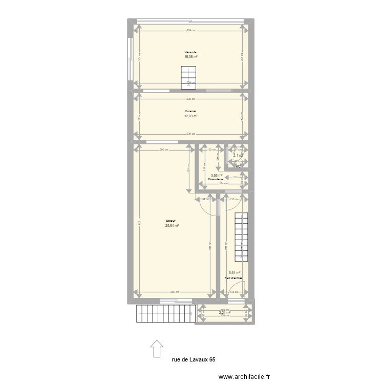 lavaux 65 rdj. Plan de 7 pièces et 68 m2