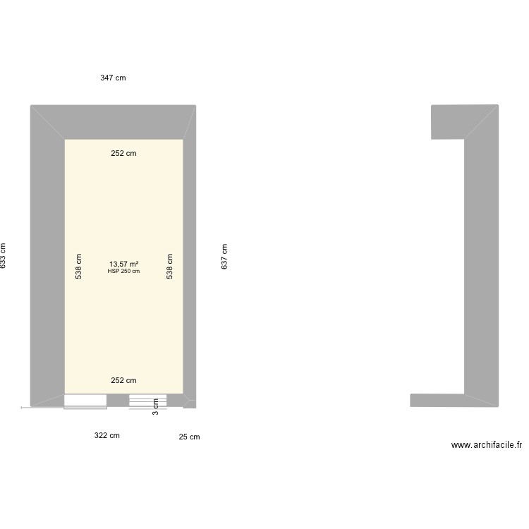 Hugo porche/etage/Facade SUD. Plan de 2 pièces et 42 m2