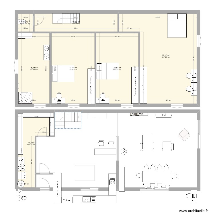 Maison V1.3 construc. Plan de 7 pièces et 120 m2