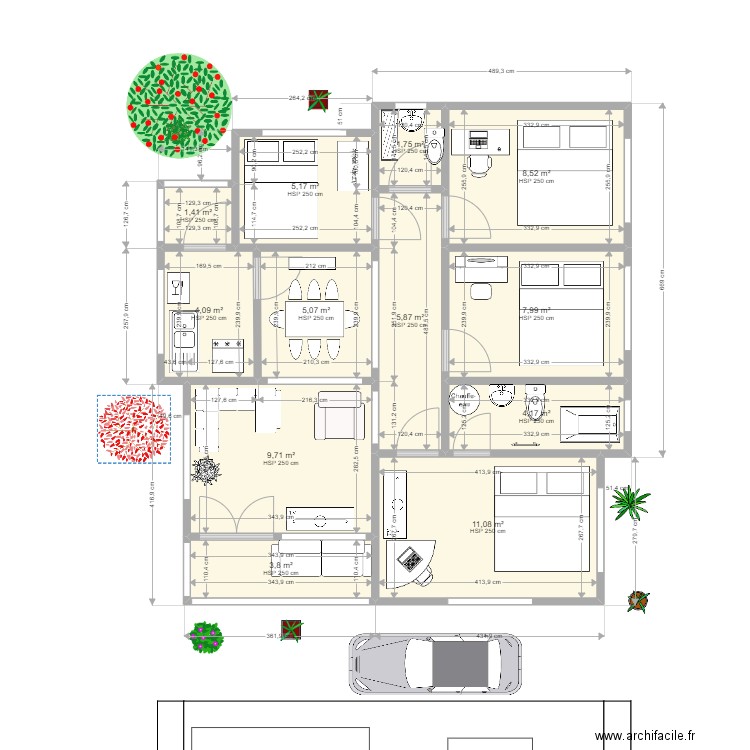 MALANG MARENA. Plan de 12 pièces et 69 m2