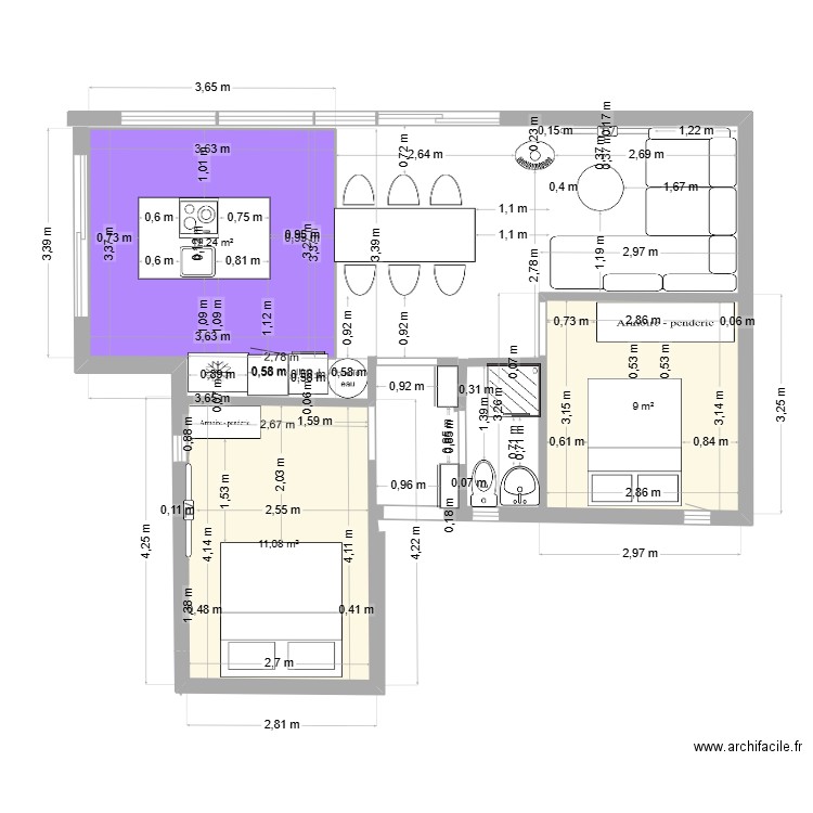 Villiers 20250224. Plan de 3 pièces et 32 m2