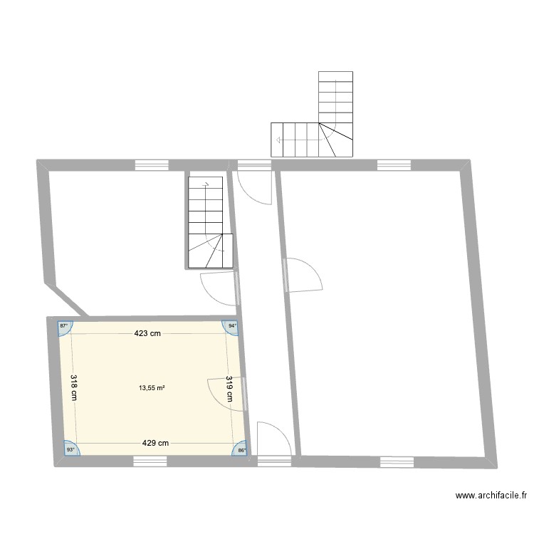 Cabinet kiné transformé. Plan de 1 pièce et 14 m2