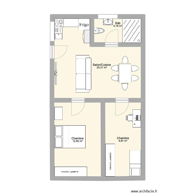 appartement a moi. Plan de 4 pièces et 47 m2