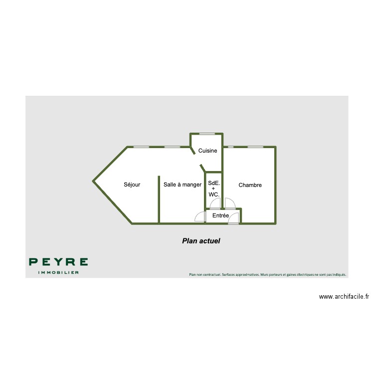 Plan actuel Asnières 602. Plan de 4 pièces et 19 m2