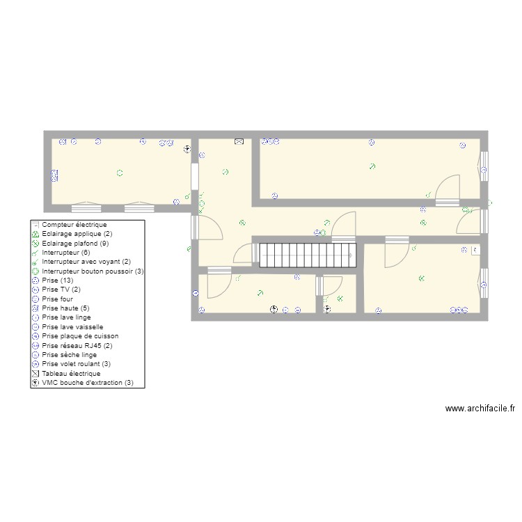 AURELIEN RDC. Plan de 7 pièces et 58 m2