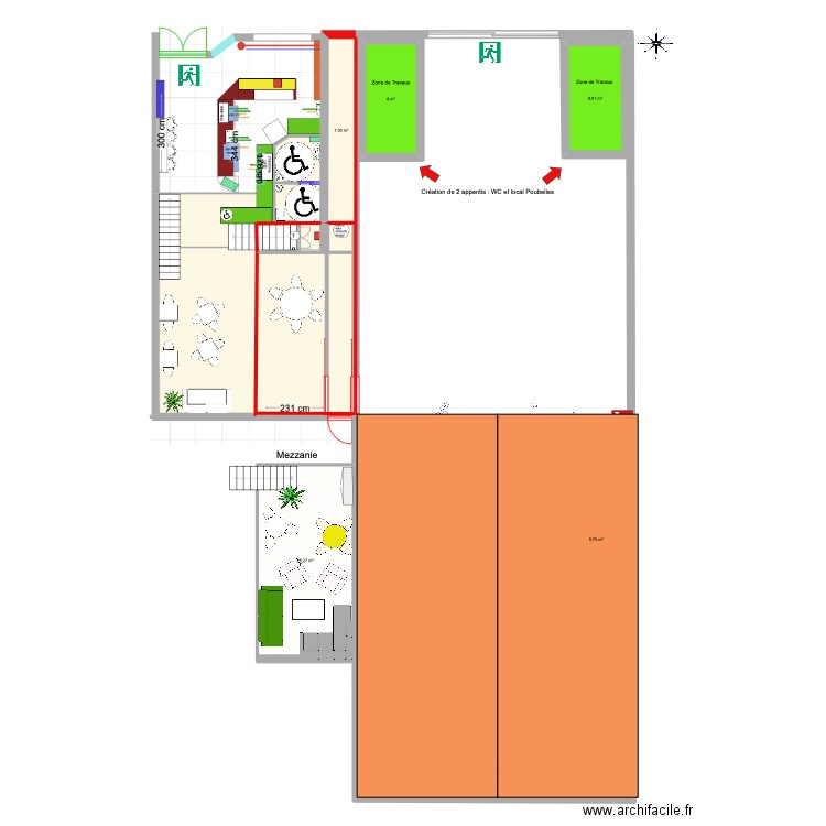 plan installation Mairie NF 2. Plan de 5 pièces et 58 m2