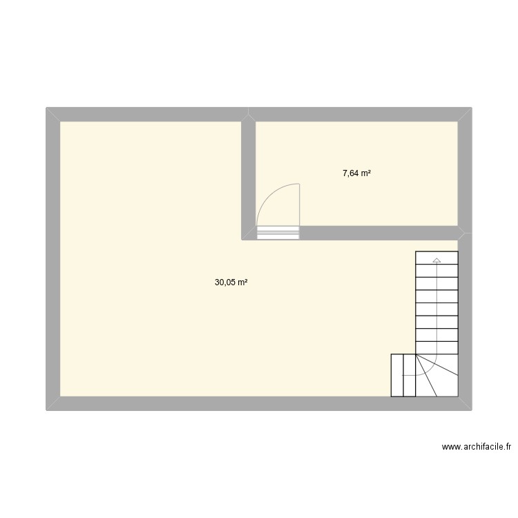 1er etage. Plan de 2 pièces et 38 m2