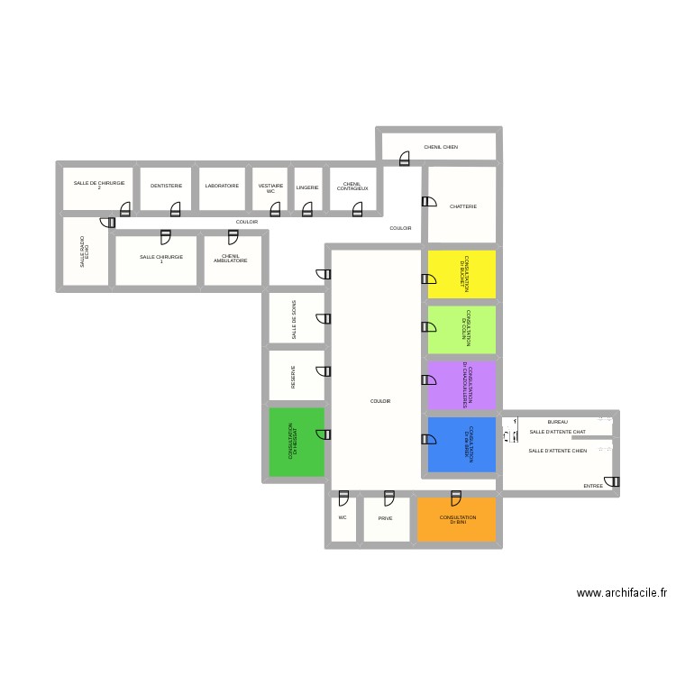 ROMANE plan clinique. Plan de 22 pièces et 26 m2