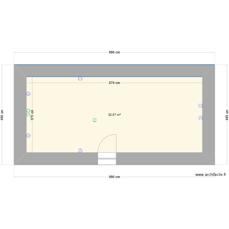 dépendance. Plan de 1 pièce et 33 m2