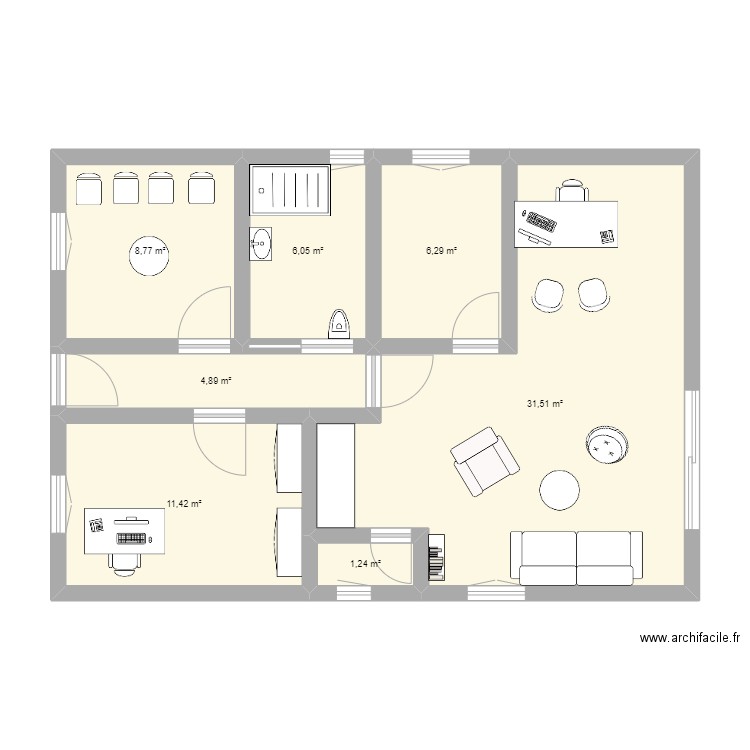 cabinet st ju. Plan de 7 pièces et 70 m2